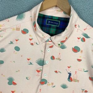 William‎ Murray Agua Caliente Polo Shirt Men's Medium Peach Stretch Golf Tequila